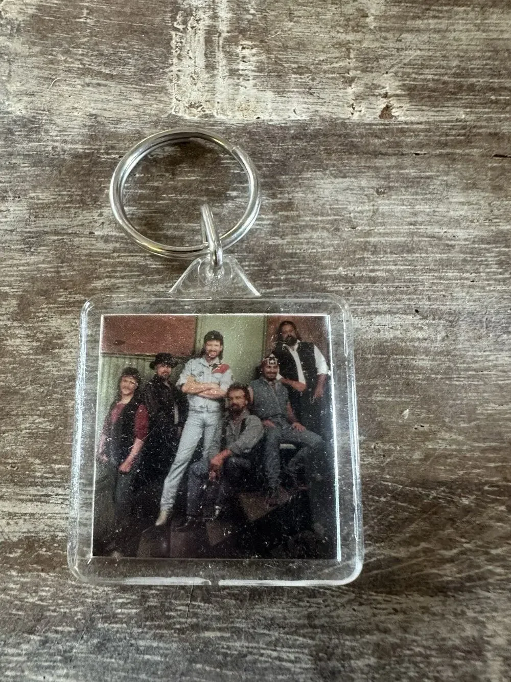 Vintage Keychain Confederate Railroad Key Ring Acrylic Fob Country Music USA